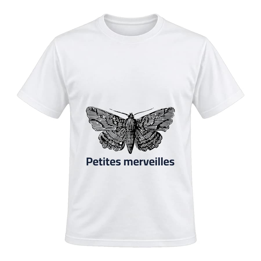T-shirt — Papillon de nuit · Encre naturelle — الأمام — أبيض